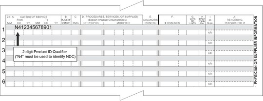 Example: N4 as the Product ID Qualifier, followed by the 11-digit NDC – N412345678901